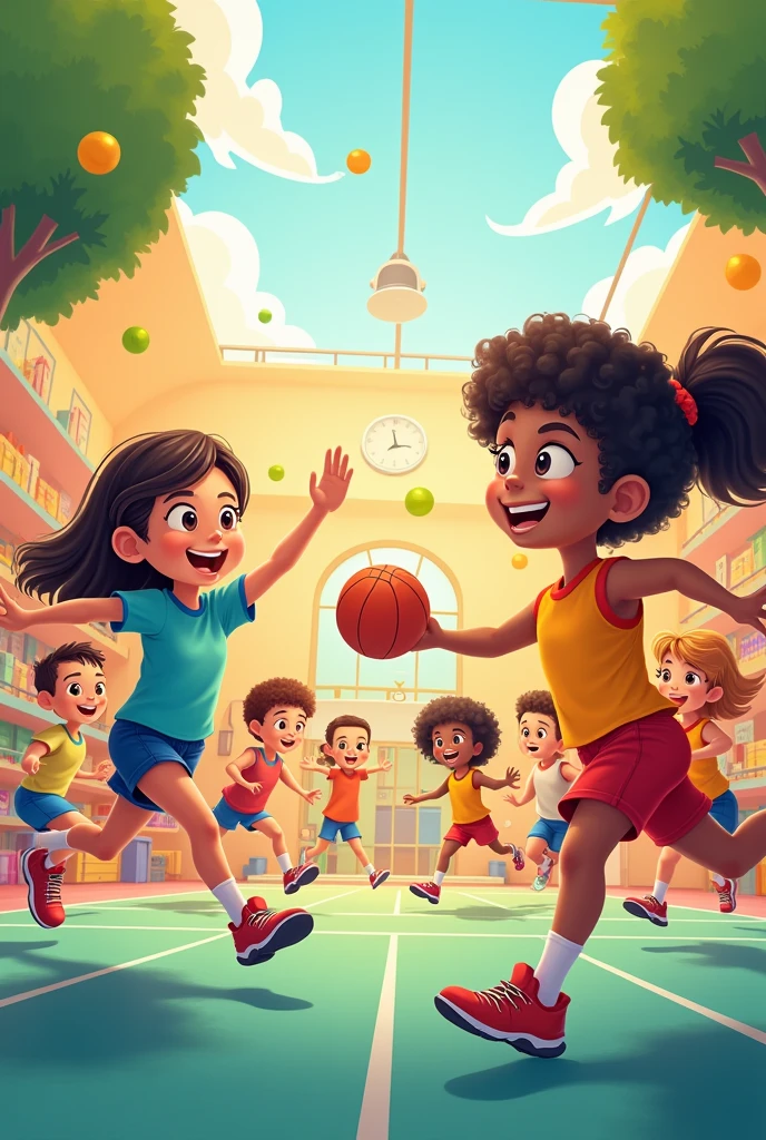 Generate a cartoon image that demonstrates basic physical education