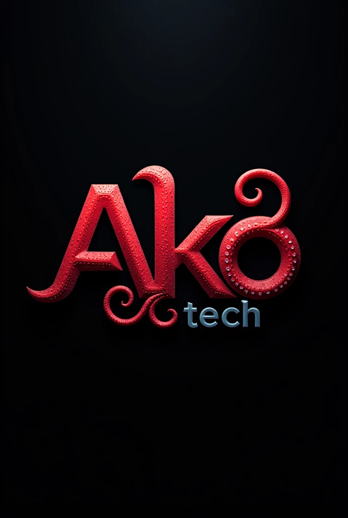 create a black background and put the name AKKOTECH with AKKO in the form of red octopus tentacles the normal TECH black background with a beautiful and creative octopus