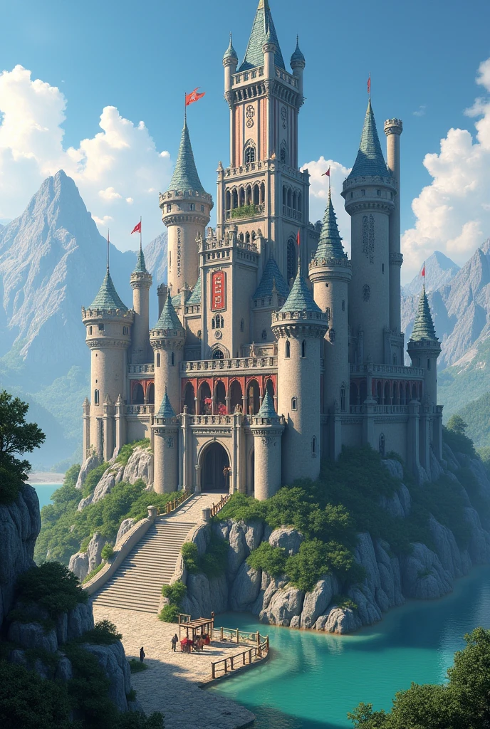 Make a picture of a giant castle with the name of Meerab 