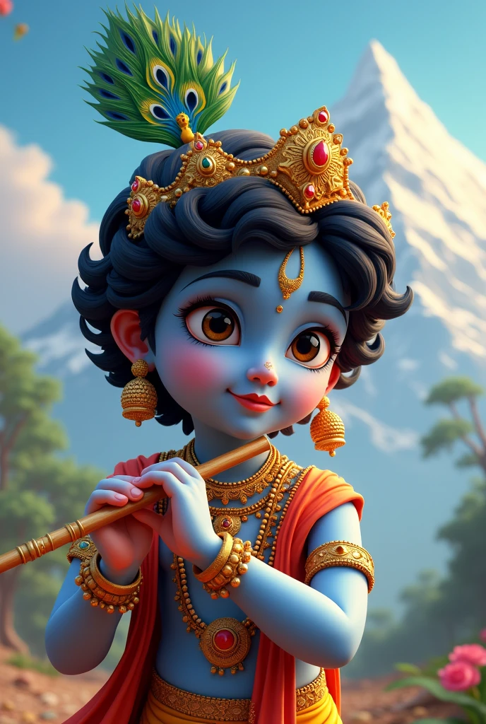 Kaan me Kundal haat me dawjha viraje , 2D animation , krishna ji , sawla sa rang , haat me parvat, haat me basuri , sar par more punkh