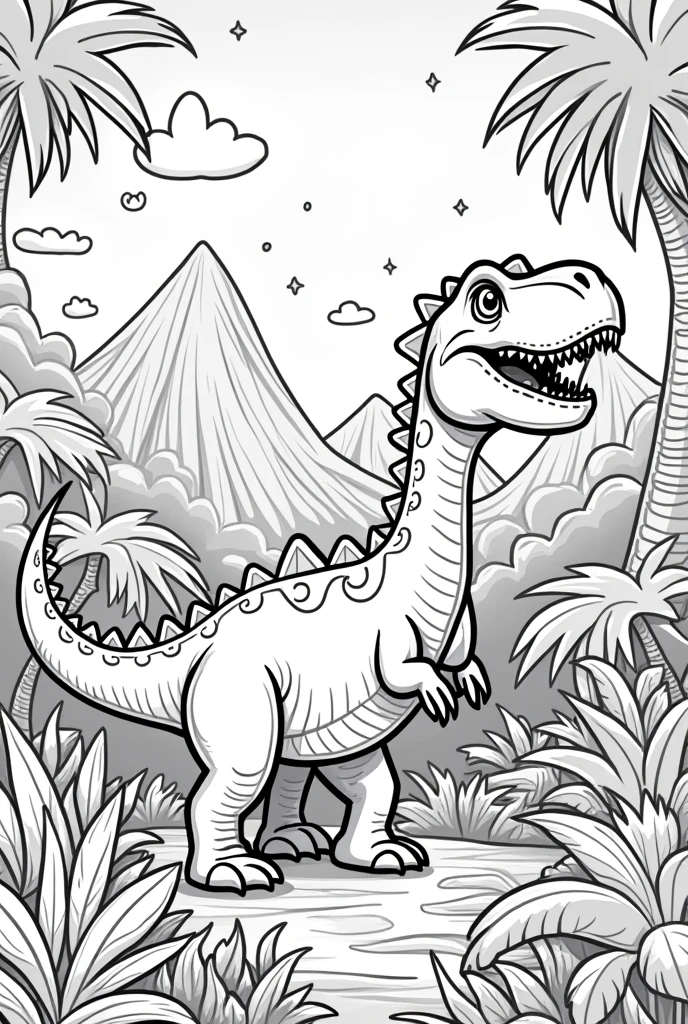 Create 20 coloring pages for children with the theme dinosaurs