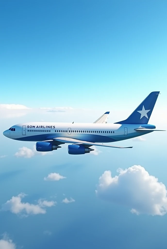 An airplane with text of Som Airlines, and white star on the back