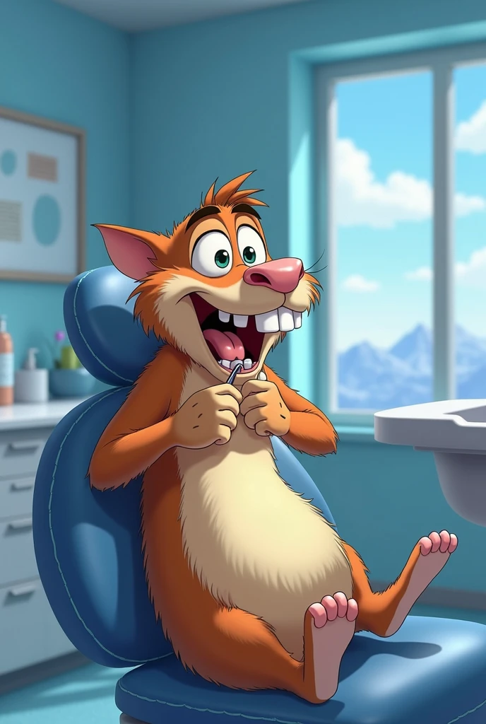 anime hd Sid from ice age in a dentist office pulling out tooth anime 8K