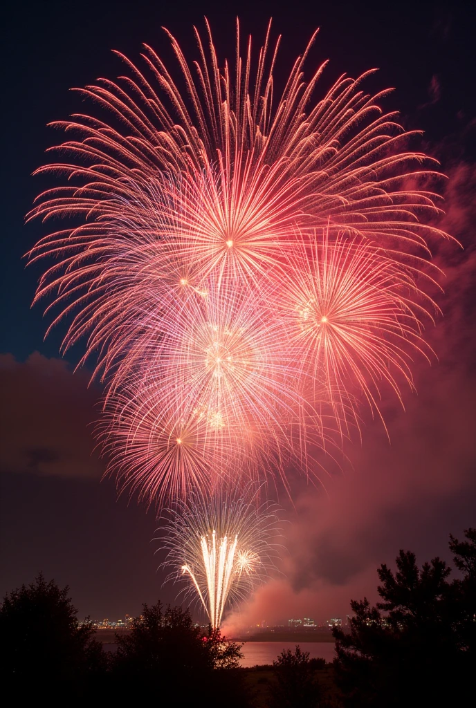 FireworksLarge fireworksNo peopleVividBrightColorsEnd of summerBlack tone