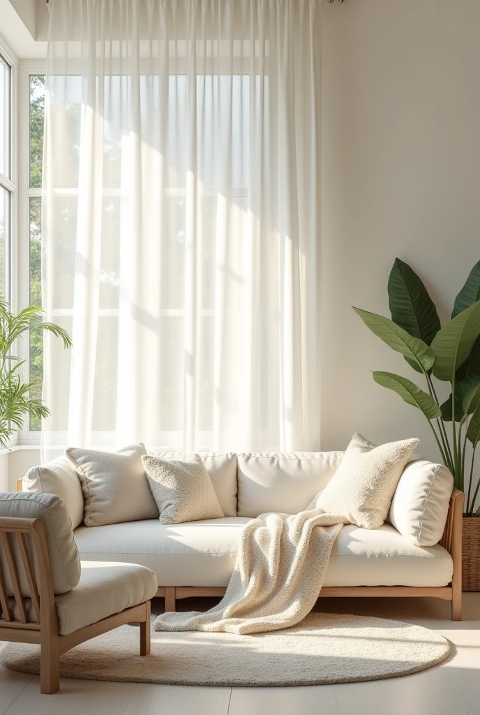 sofa in room which theme is white and chair in front of window