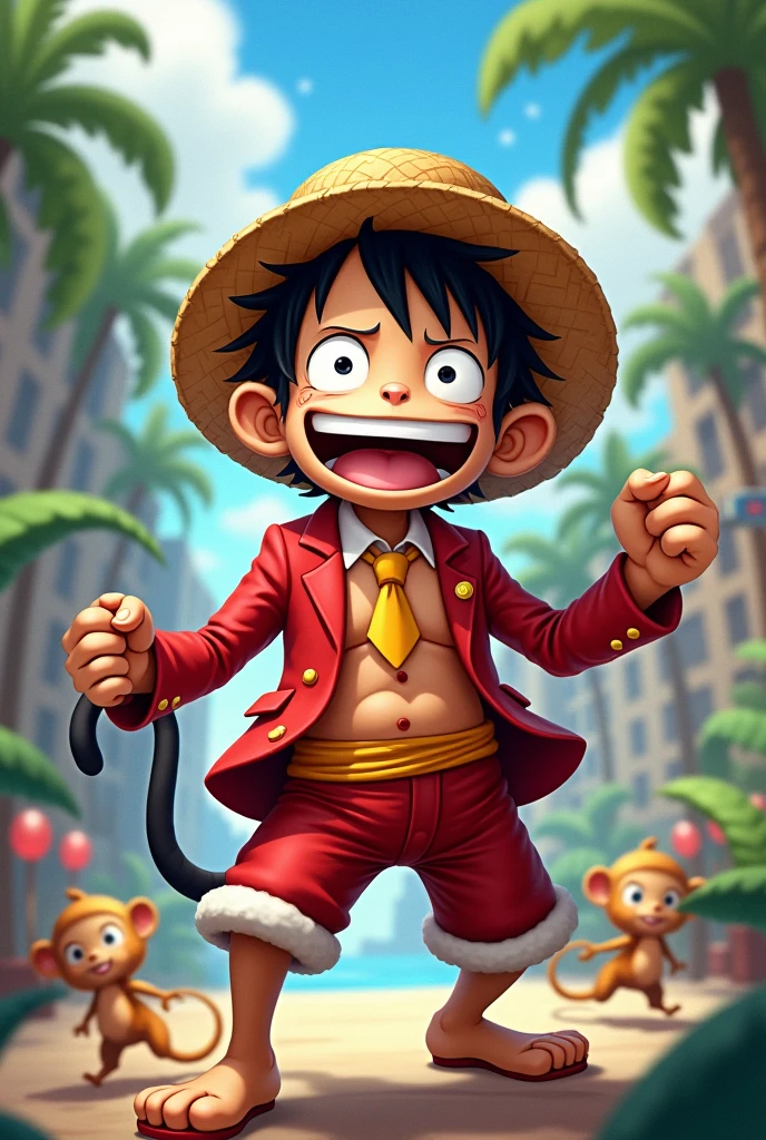 create a ey image with Luffy's hat and suit