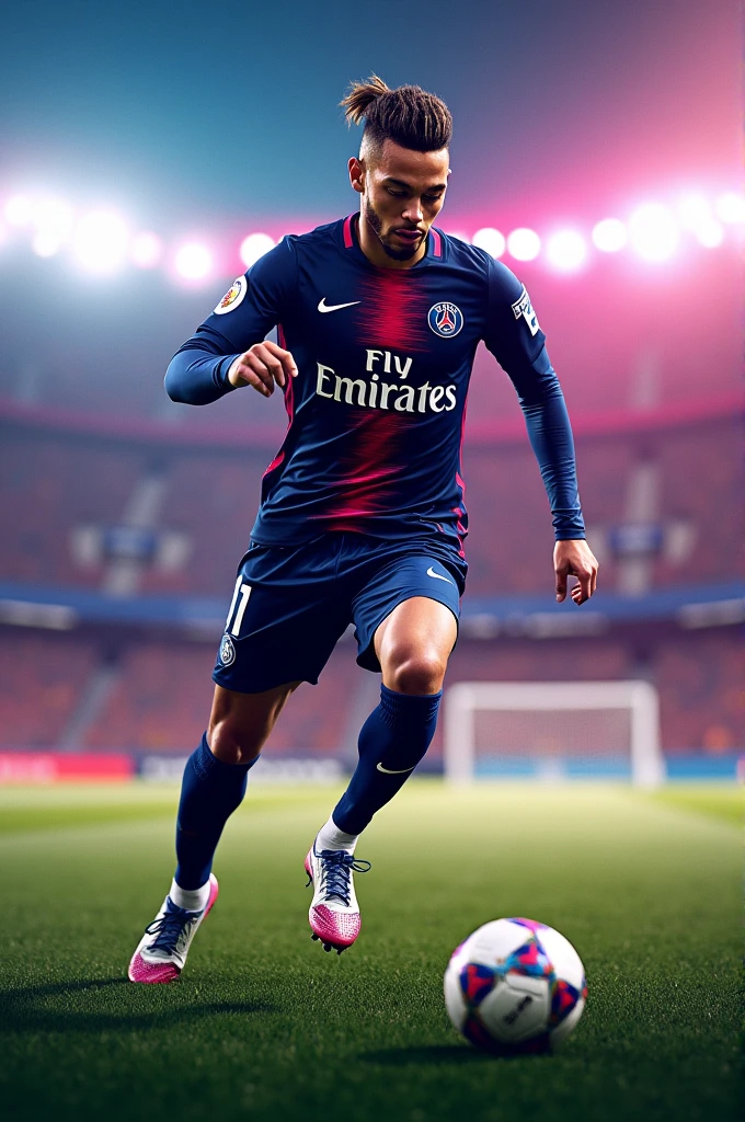 Jeux ps5 football cover logo écrit fifa 23 neymar jr qui court Paris Saint Germain kit 2020