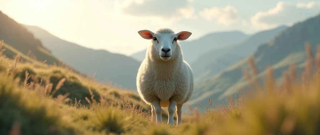 One sheep stand and see you