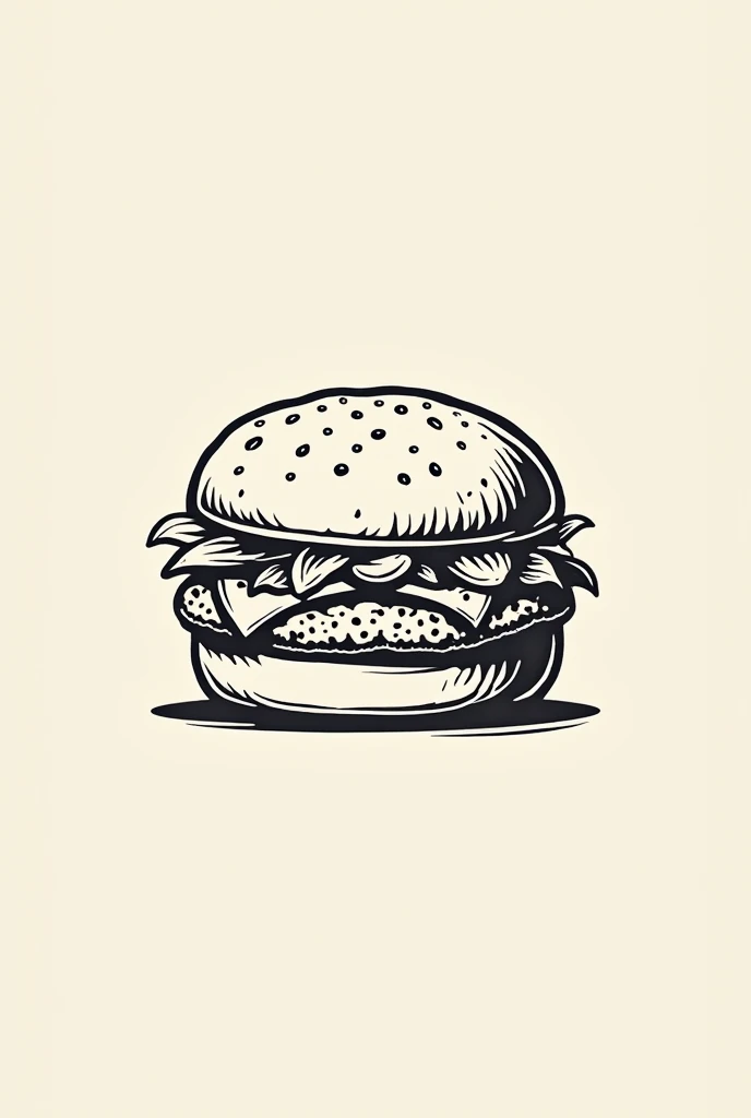 A logo for a burger joint serving artisanal patties, drawn in lines 