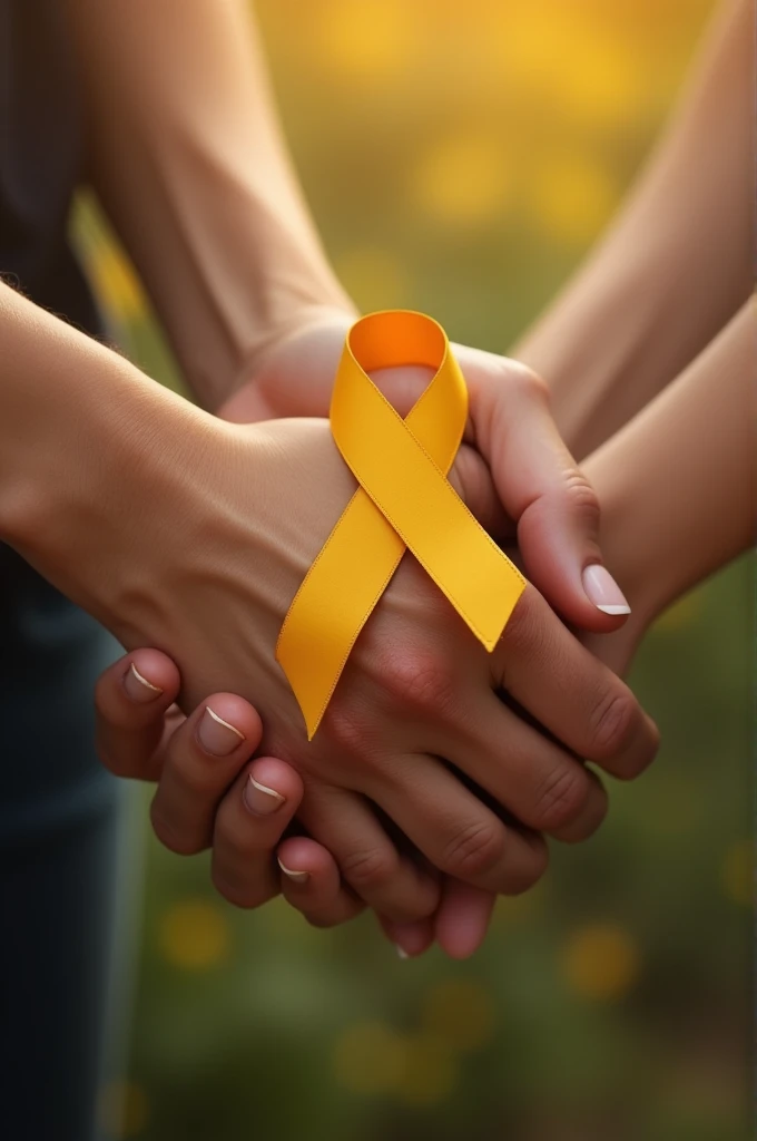 Holding hands with yellow September ribbon