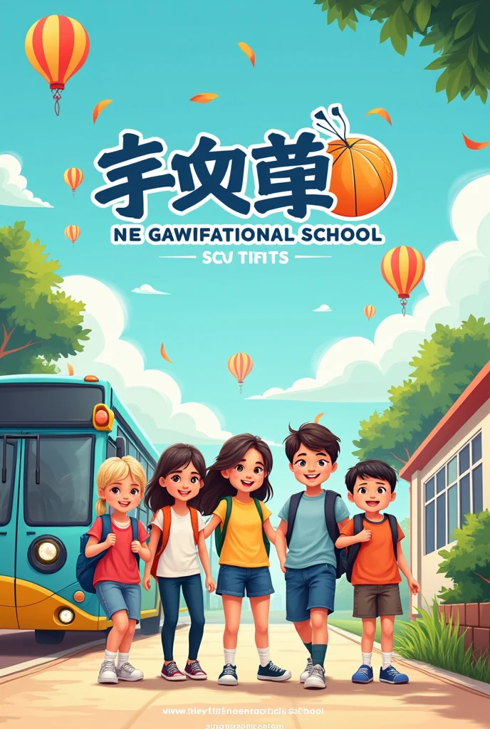 Poster Making
Create a promotional poster for New Generation International School. Apply the principles and guidelines in taking photographs and choosing fonts and colors for your poster. cartoon art style, English language or text. make it more like have sports have bus and everything that students activity