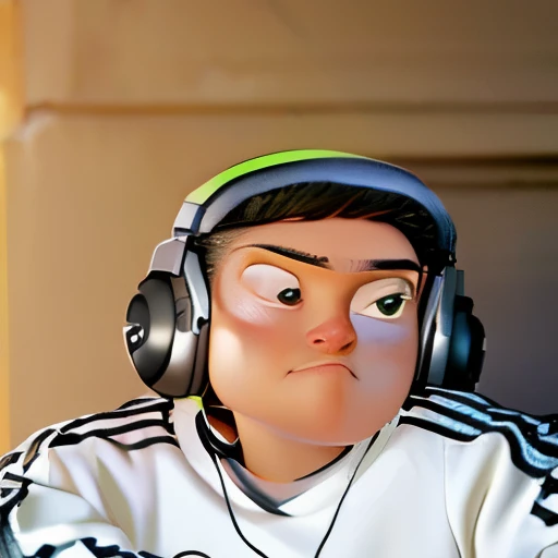 I want to wear a black sweatshirt with a lime green symbol on the chest and a headset