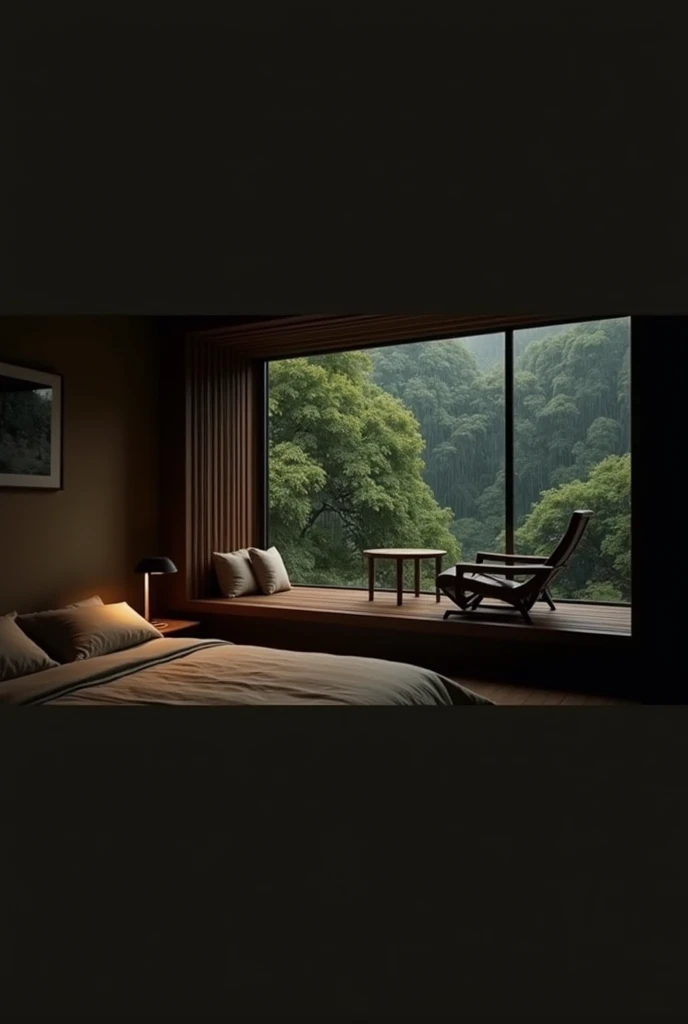 Bedroom japanase tradisional, mid night rain in forest