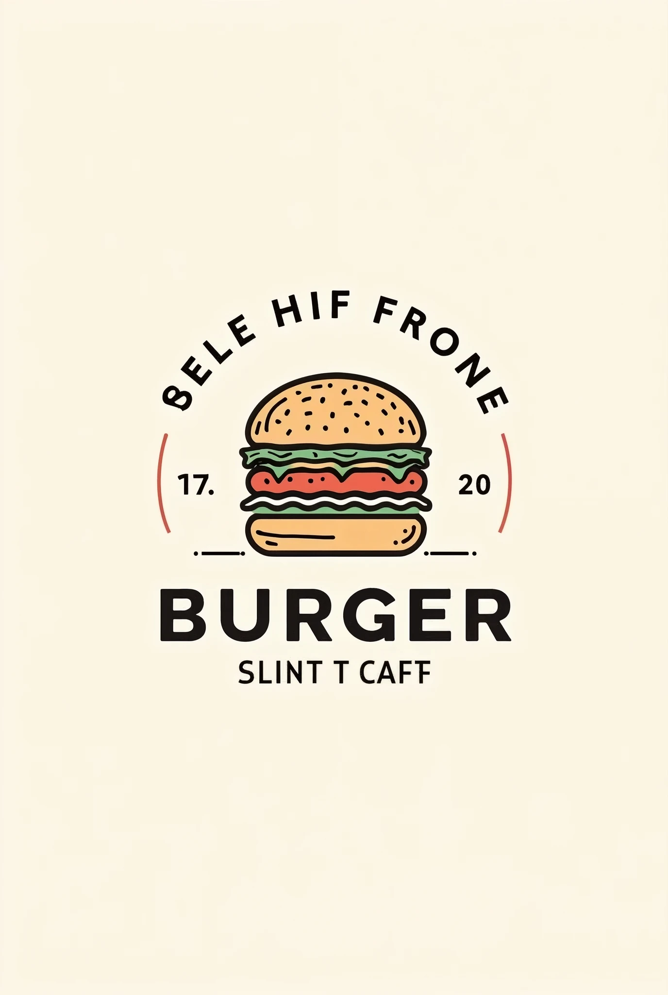 A logo for a burger joint serving artisanal patties, drawn in lines 