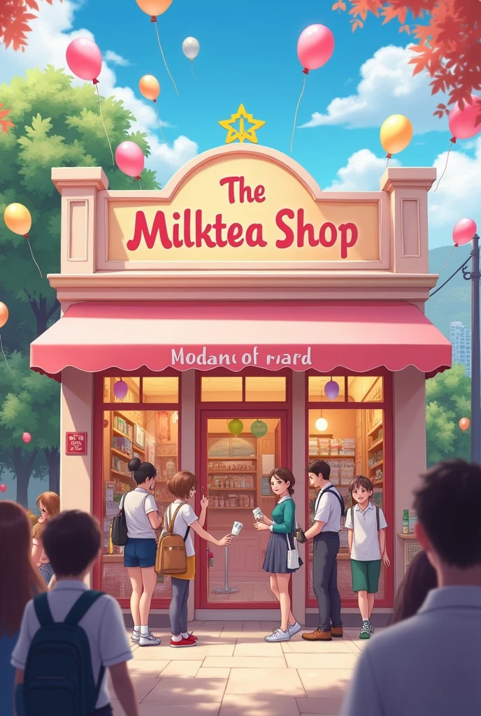 Grand opening of milktea shop with ballons