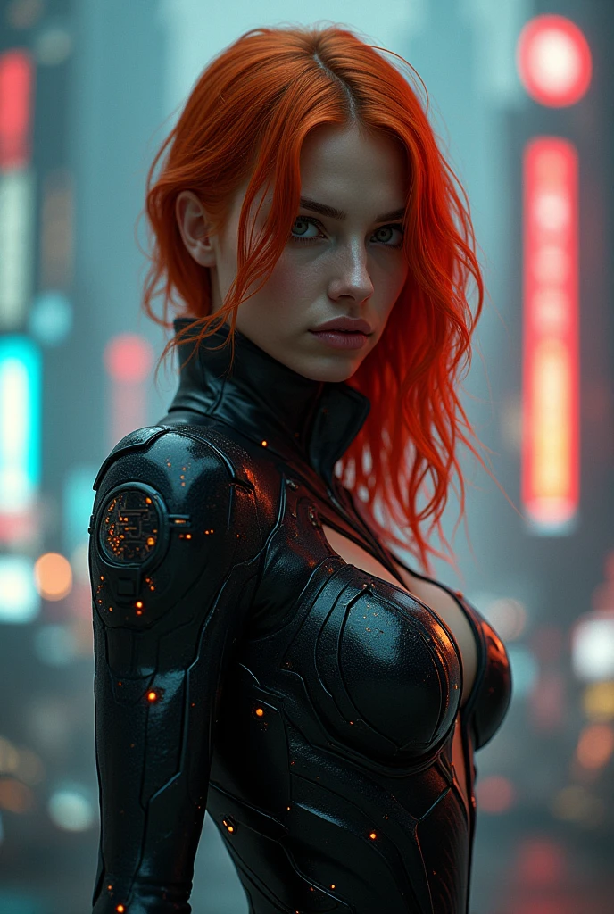 Cyberpunk redhead back tops