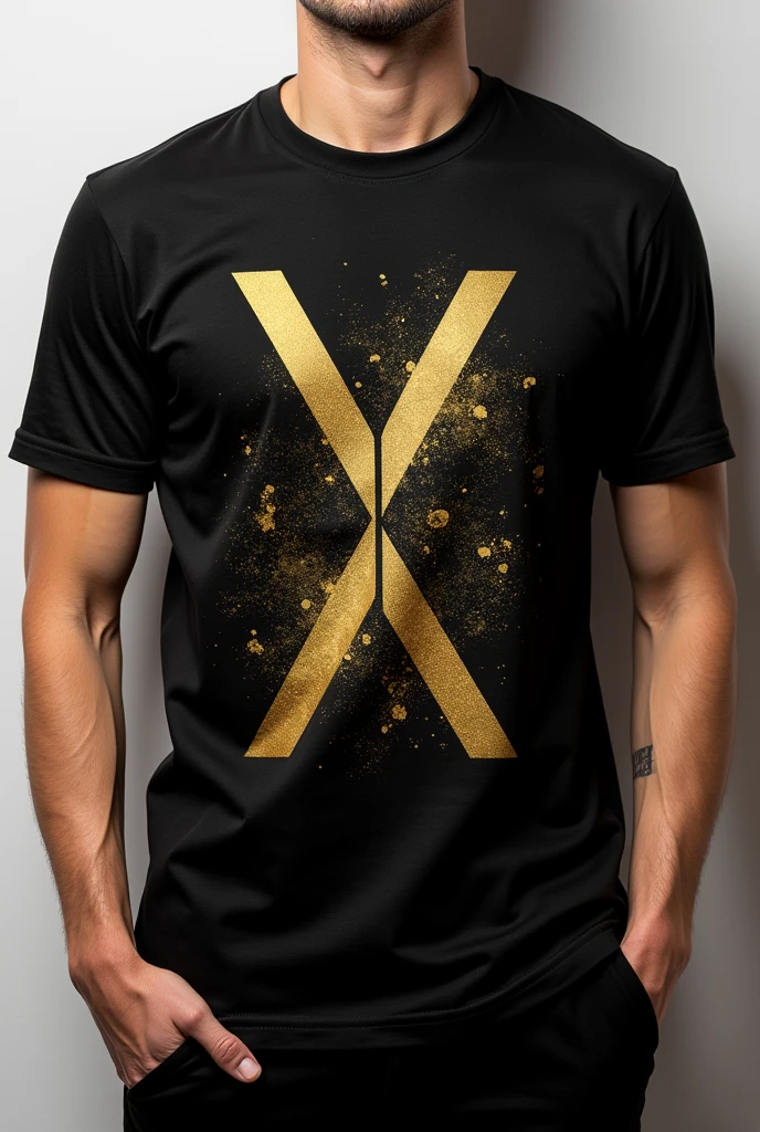 Create a t-shirt with the colors black and gold