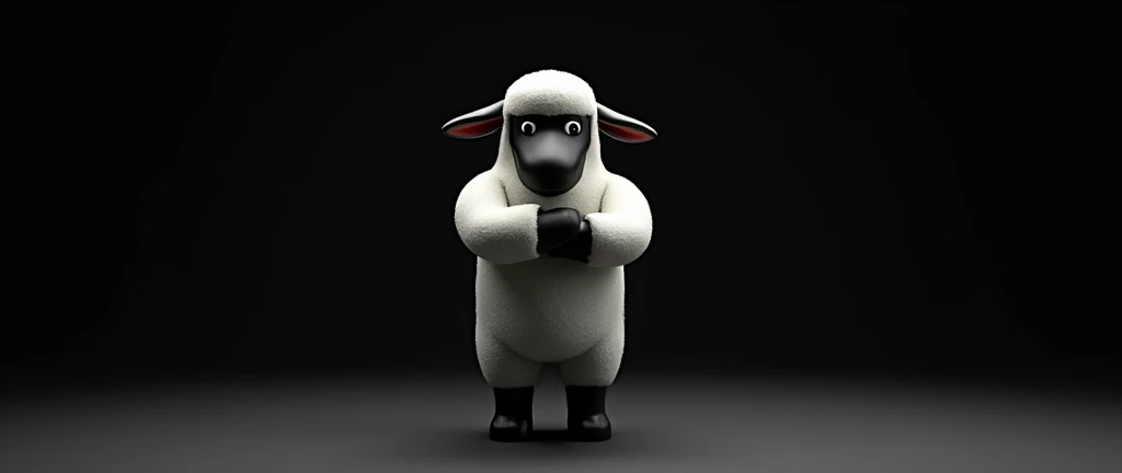 One roblox sheep stand like a human and crossing hand and background black
