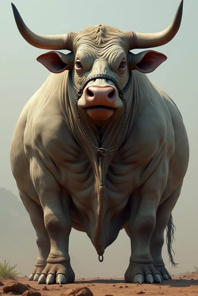 Make the world's fattest and ugliest bull with a nose ring