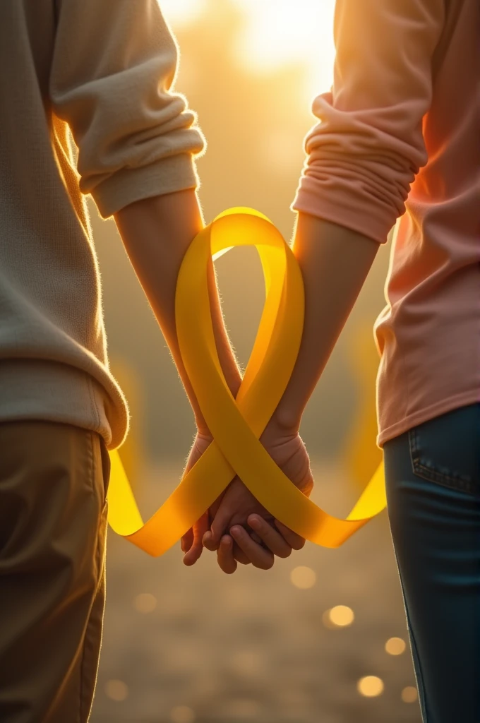 Hand in hand and the yellow September ribbon going around them