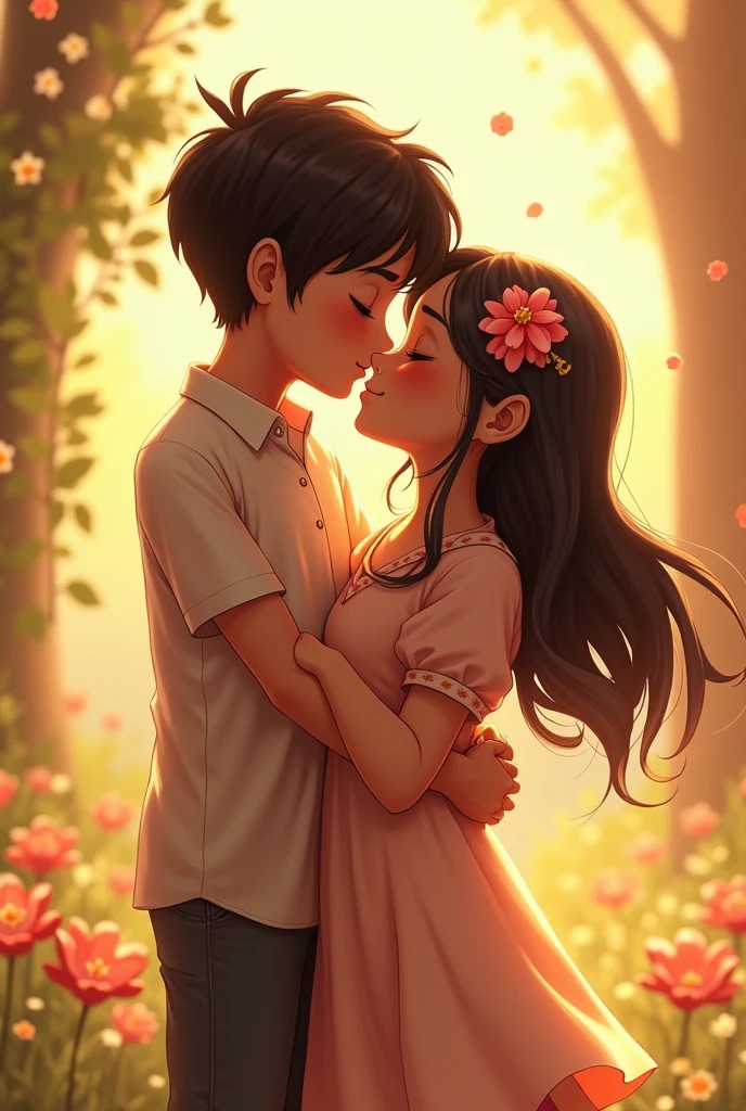A boy whose name is affan hug girl whose name is binish