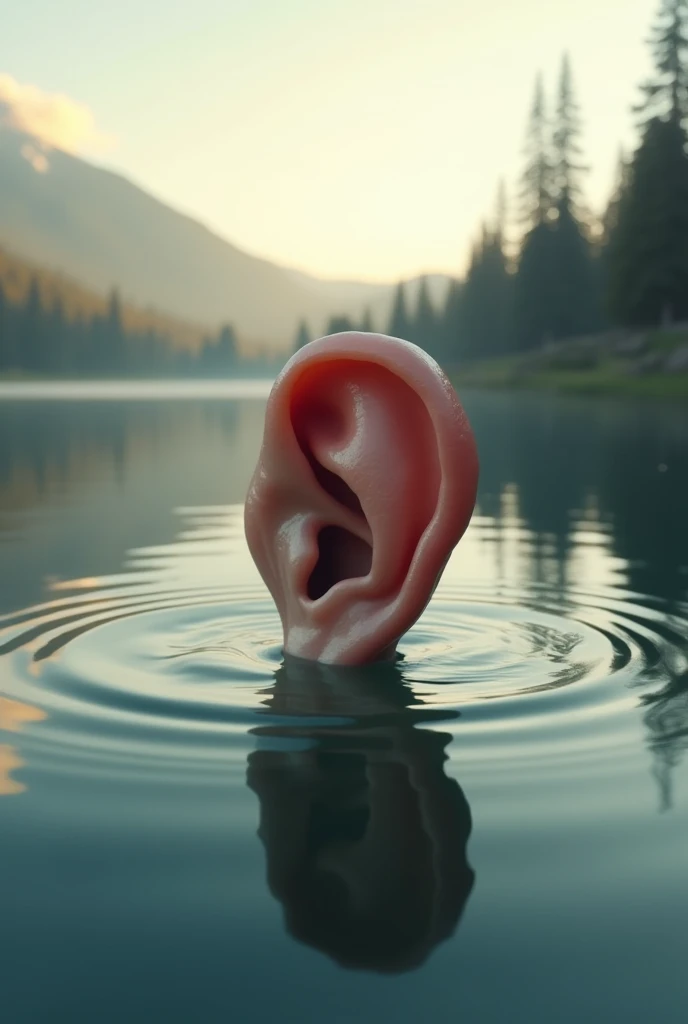 an ear in a lake at dusk realistic