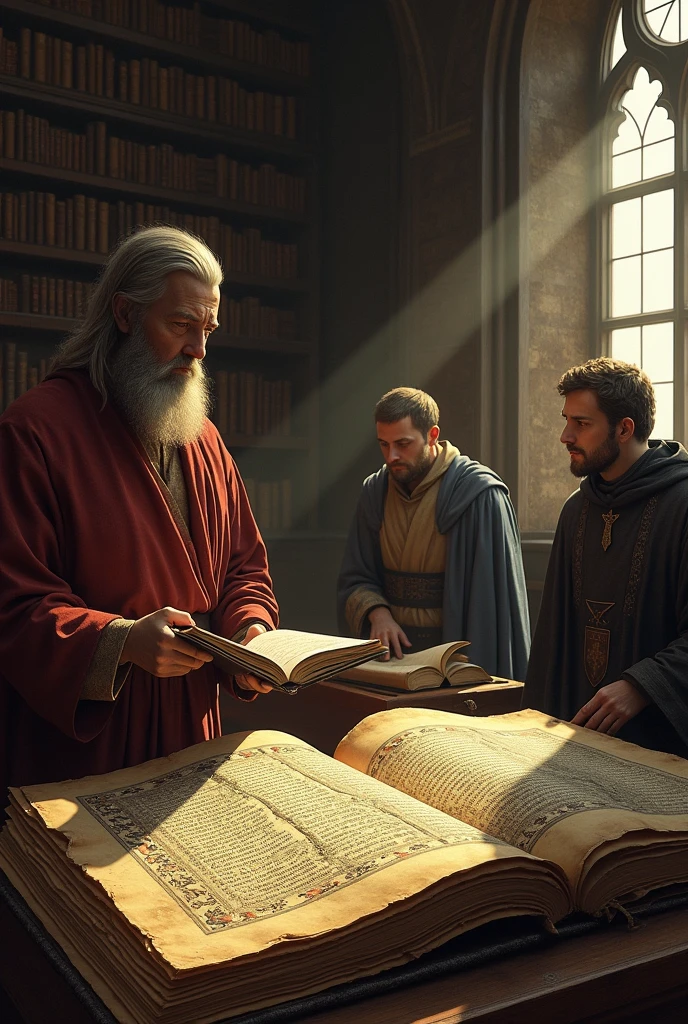 Ancient manuscripts and figures of medieval theologians, representing the influence of scholastic philosophy on the study of the mind during the Middle Ages.