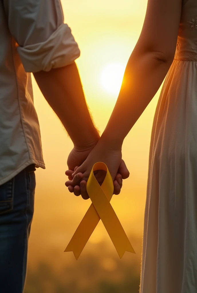 Hand in hand and the yellow September ribbon going around them