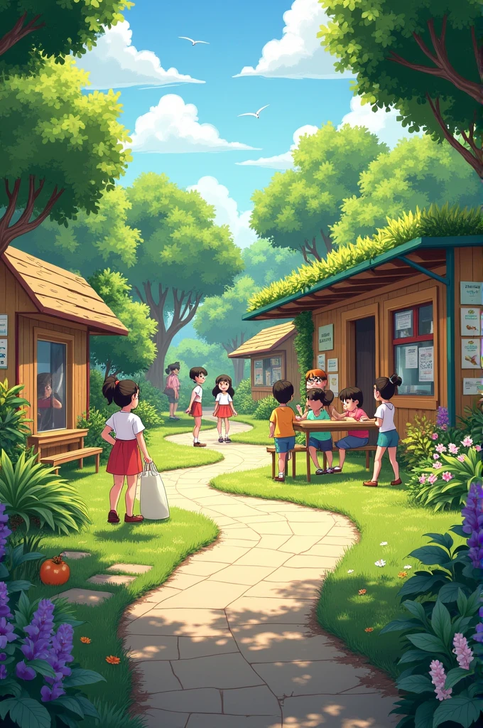 Interactive place for school children like a garden or resting area
