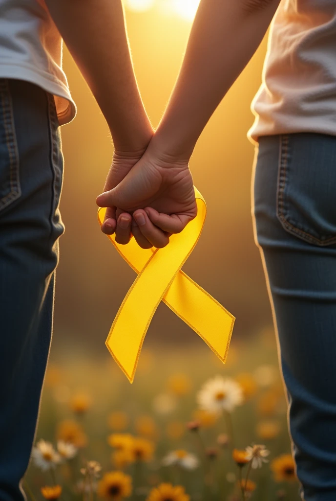 Hand in hand and the yellow September ribbon going around them