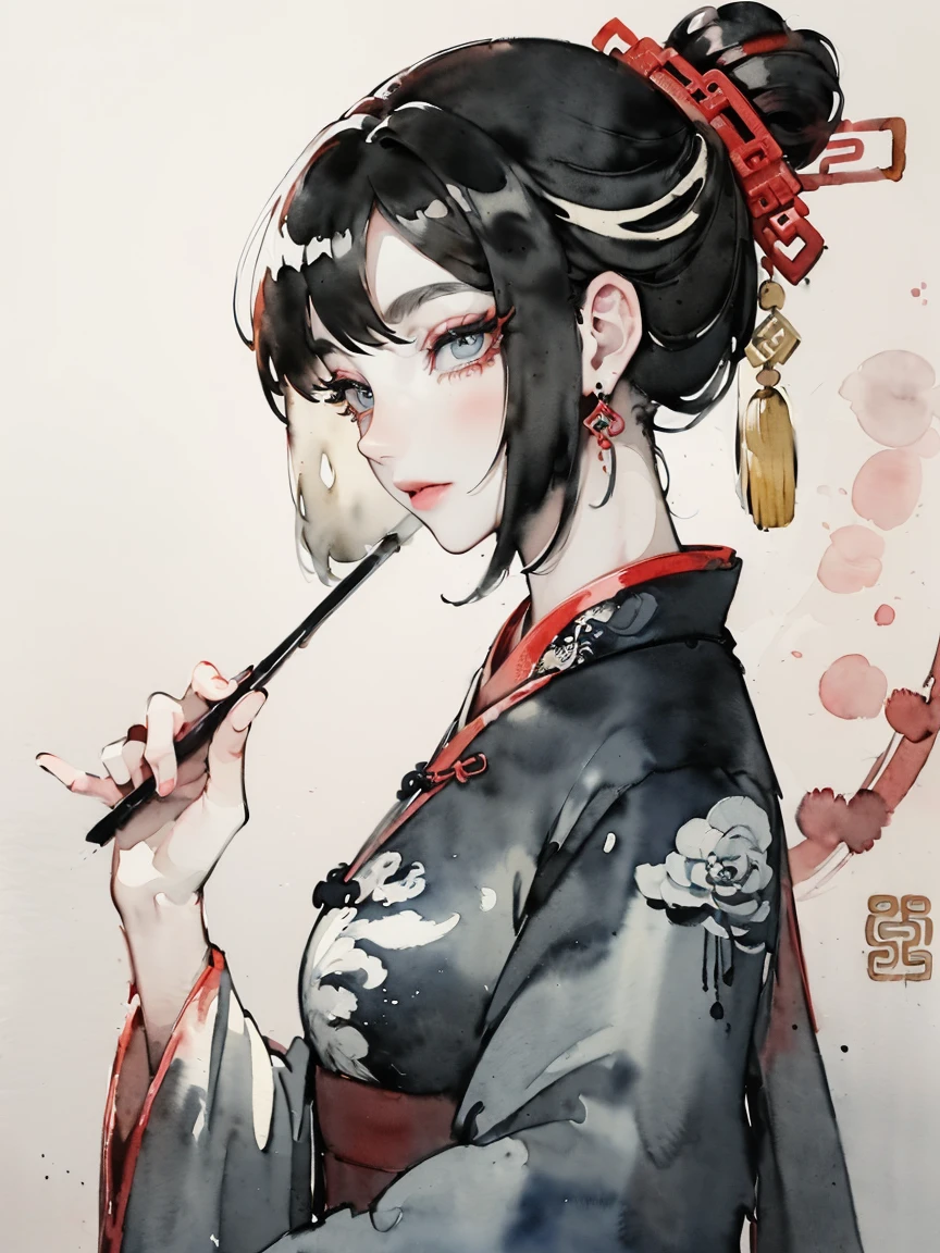 (((((((Chinese ink painting，watercolor paiting，ancient chinese costume,)))))))，((1lady,adorable korean mixed race of  Saudi Arabia girl，lean face，solo,))(Masterpiece,Best quality, offcial art, Beautiful and aesthetic:1.2),((Ultra-high resolution,Golden ratio,)) (16K),((from below，detailed background of chinese style paintings)),(Physically-based rendering),Amazing,Sharp focus, (((highdetailskin,))),Intricately detailed clothing,Lying silkworm eyebrows，Delicate pupils，Bull's eye,((((detailed hair,middle hair|Shaggy cut|Long bold side bangs|Sleek pixie cut|Voluminous updo|Undercut)))),Slender,(masterpiece sidelighting),(The sheen),(beautiful hair,beautiful eyes,）[[Delicate fingers and hands:0.55]::0.85],(Detail fingers),(((Superior quality,)))),((unbelievable Ridiculous,)),((extremely_Detailed_eyes_and_face)),Movie girl,(Dynamic configuration: 1.2),Brilliant,Glossy