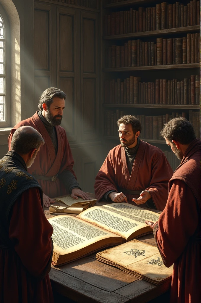 Ancient manuscripts and figures of medieval theologians, representing the influence of scholastic philosophy on the study of the mind during the Middle Ages.
