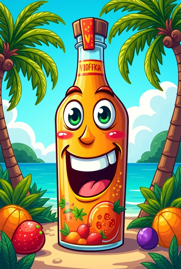 cartoon rum punch in a bottle