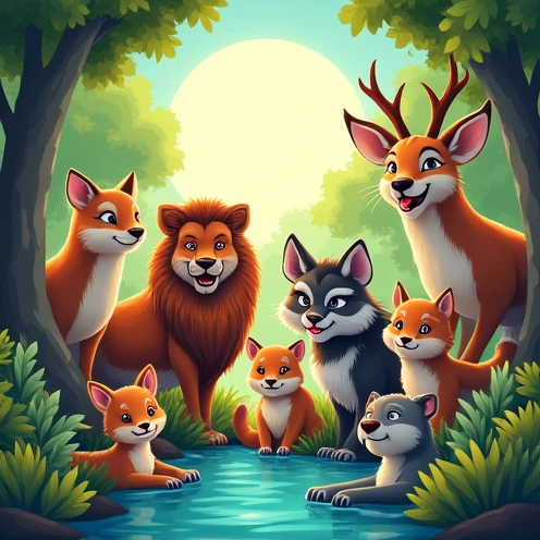 Animal World with several animals together, logo for YouTube channel