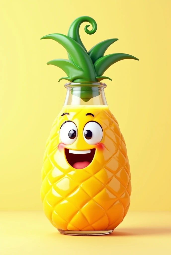 cartoon pineapple  punch in a bottle plain background 

