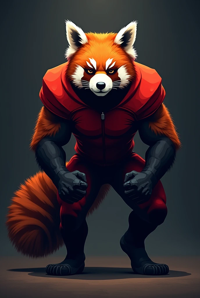 Create a red panda football logo without English words like darker colors, remove the claws and put lots of black color