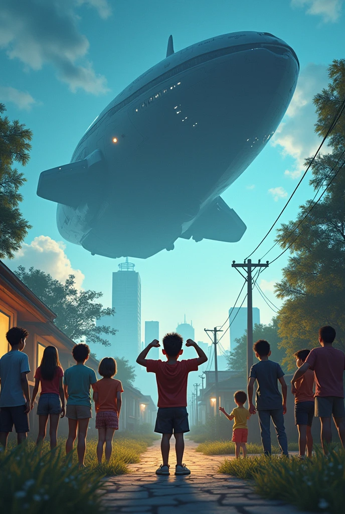 /imagine prompt: Realistic, personality: [Illustrate a wide shot of a suburban backyard with a large, futuristic alien spaceship partially embedded in the ground. Dilshan, an 1 boy with an egistical expression, stands near the spaceship in awe. The background features a bright blue sky and scattered trees, reflecting a sense of wonder and excitement]unreal engine, hyper real --q 2 --v 5.2 --ar 16:9

/imagine prompt: Realistic, personality: [Show Dilshan in a medium shot, flexing his muscles with an exaggerated grin. He is surrounded by a group of friends watching in admiration. The scene captures his arrogance as he showcases his new superhuman strength with a confident stance. The friends’ facial expressions range from awe to jealousy]unreal engine, hyper real --q 2 --v 5.2 --ar 16:9

/imagine prompt: Realistic, personality: [Depict a scene of Dilshan flying through the air, his face lit up with excitement and exhilaration, arms spread wide. The city skyline is visible below him, creating a sense of freedom and adventure. The sunlight catches his features, emphasizing his youthful thrill]unreal engine, hyper real --q 2 --v 5.2 --ar 16:9

/imagine prompt: Realistic, personality: [Illustrate a dramatic close-up of Dilshan's face, filled with arrogance and excitement as he shows off his laser beam eyes, with bright energy emanating from them. The background hints at a gathering of friends who look both amazed and concerned]unreal engine, hyper real --q 2 --v 5.2 --ar 16:9

/imagine prompt: Realistic, personality: [Create a tension-filled night scene where a monstrous shadow looms over the city. In the foreground, Dilshan's face is filled with fear transitioning to determination. Streetlights cast an eerie glow, adding to the threat of the monster approaching in the background]unreal engine, hyper real --q 2 --v 5.2 --ar 16:9

/imagine prompt: Realistic, personality: [Show Dilshan standing face-to-face with the menacing monster, his expression is now serious and focuse