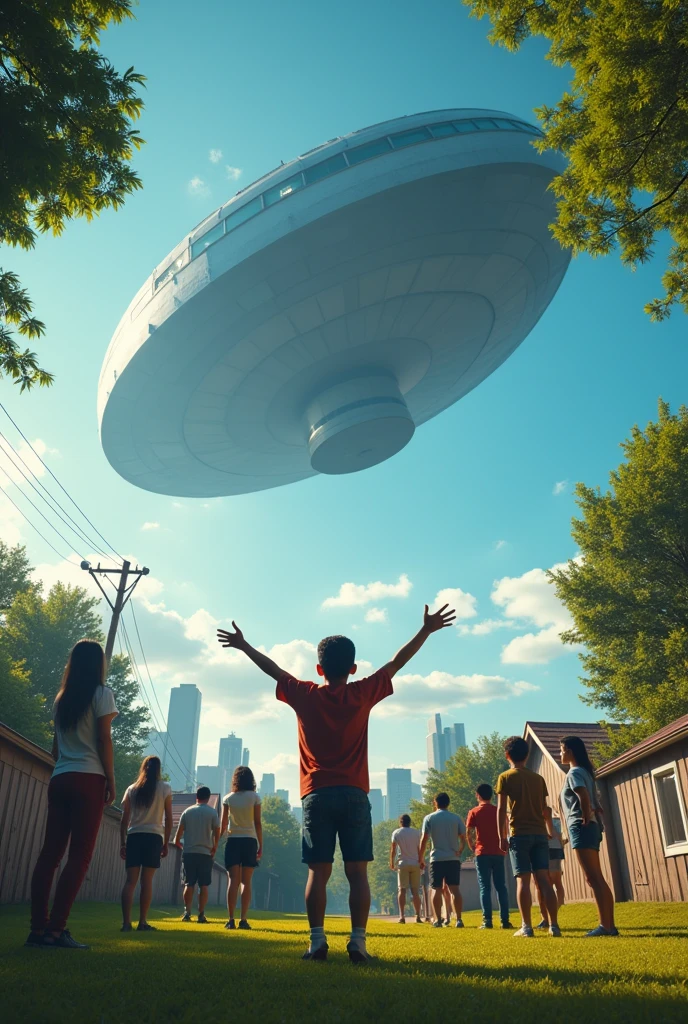 /imagine prompt: Realistic, personality: [Illustrate a wide shot of a suburban backyard with a large, futuristic alien spaceship partially embedded in the ground. Dilshan, an 1 boy with an egistical expression, stands near the spaceship in awe. The background features a bright blue sky and scattered trees, reflecting a sense of wonder and excitement]unreal engine, hyper real --q 2 --v 5.2 --ar 16:9

/imagine prompt: Realistic, personality: [Show Dilshan in a medium shot, flexing his muscles with an exaggerated grin. He is surrounded by a group of friends watching in admiration. The scene captures his arrogance as he showcases his new superhuman strength with a confident stance. The friends’ facial expressions range from awe to jealousy]unreal engine, hyper real --q 2 --v 5.2 --ar 16:9

/imagine prompt: Realistic, personality: [Depict a scene of Dilshan flying through the air, his face lit up with excitement and exhilaration, arms spread wide. The city skyline is visible below him, creating a sense of freedom and adventure. The sunlight catches his features, emphasizing his youthful thrill]unreal engine, hyper real --q 2 --v 5.2 --ar 16:9

/imagine prompt: Realistic, personality: [Illustrate a dramatic close-up of Dilshan's face, filled with arrogance and excitement as he shows off his laser beam eyes, with bright energy emanating from them. The background hints at a gathering of friends who look both amazed and concerned]unreal engine, hyper real --q 2 --v 5.2 --ar 16:9

/imagine prompt: Realistic, personality: [Create a tension-filled night scene where a monstrous shadow looms over the city. In the foreground, Dilshan's face is filled with fear transitioning to determination. Streetlights cast an eerie glow, adding to the threat of the monster approaching in the background]unreal engine, hyper real --q 2 --v 5.2 --ar 16:9

/imagine prompt: Realistic, personality: [Show Dilshan standing face-to-face with the menacing monster, his expression is now serious and focuse