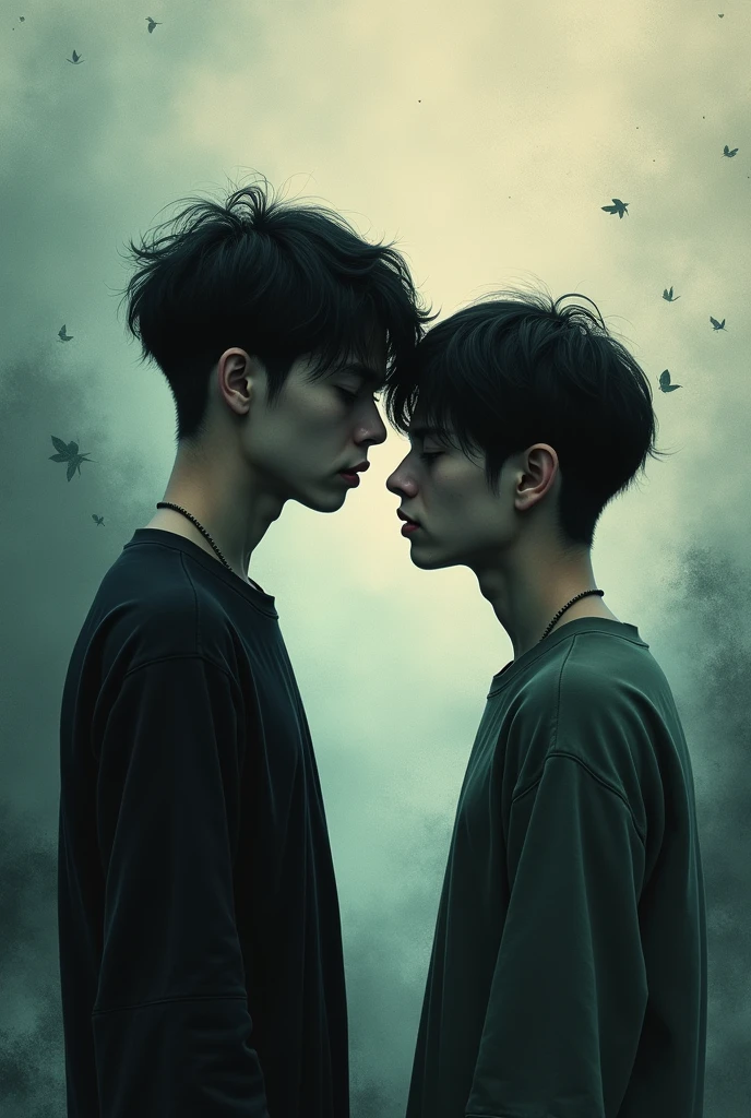 Sad boys standing alone, song poster, creative background