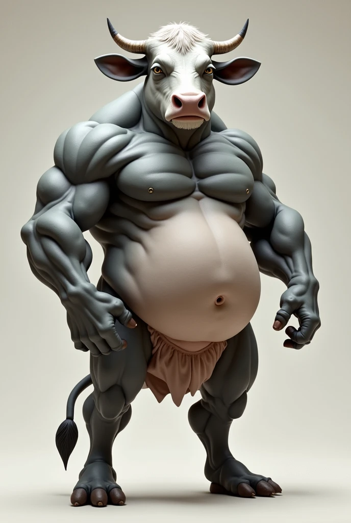 Jacked cow standing in its back legs and abs and the cow has no fat