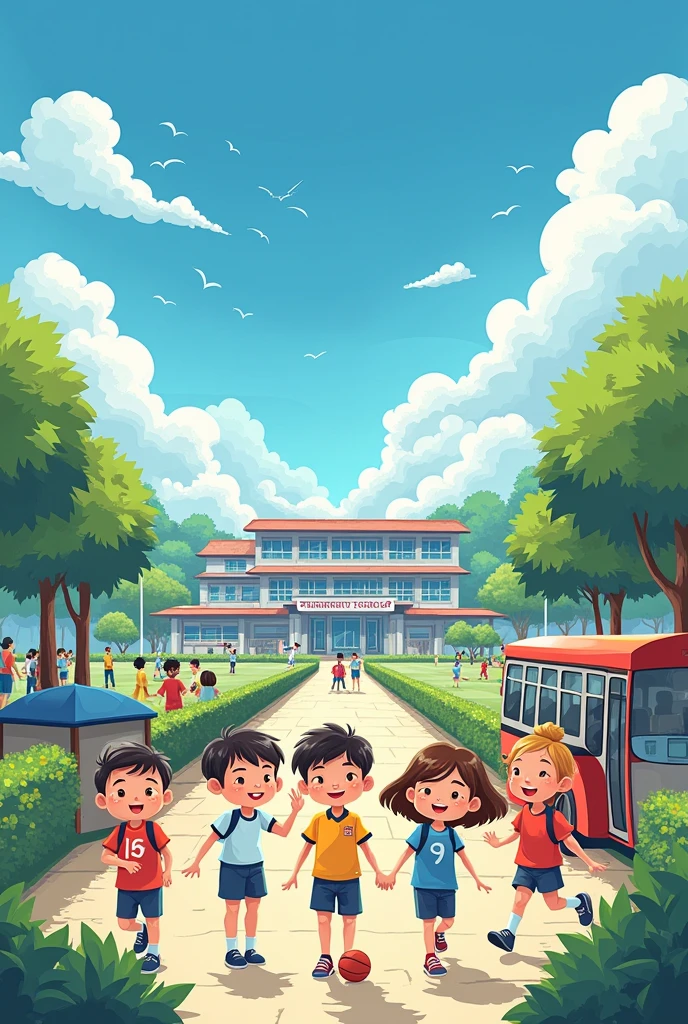 Poster Making
Create a promotional poster for New Generation International School. Apply the principles and guidelines in taking photographs and choosing fonts and colors for your poster. cartoon art style, English language or text. make it more like have sports have bus and everything that students activity