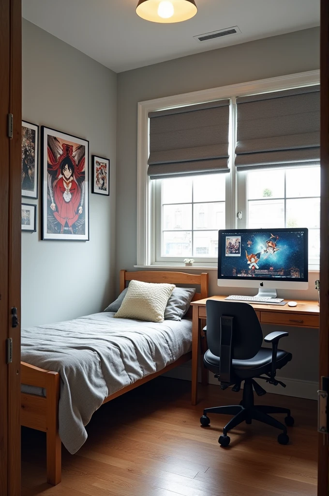 Make a small room with one bed and white gaming PC one study table and some anime poster worth 1000$