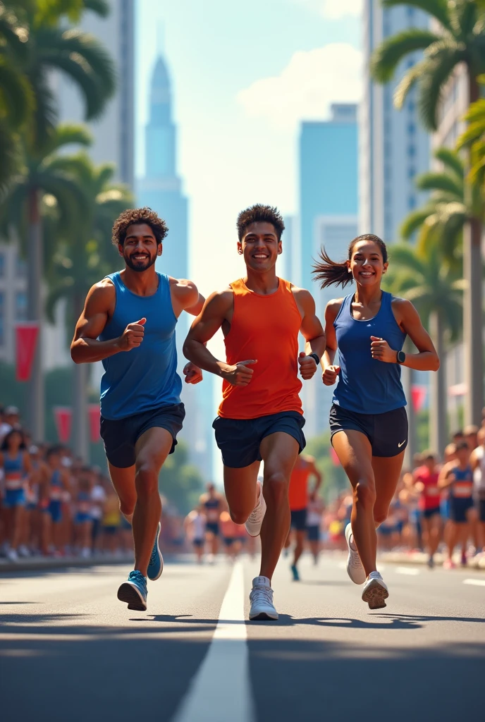 Philippines city road marathon handsome friends