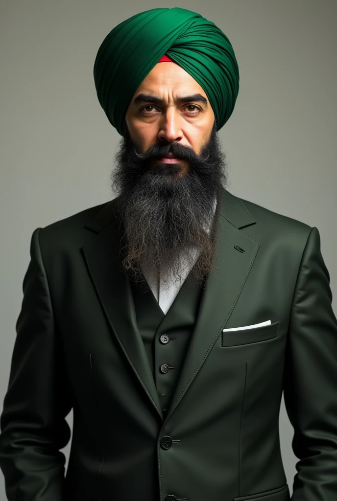 Dawat E Islamic owner Molana ILYAS Qadri with green turban in three piece suit with long beard