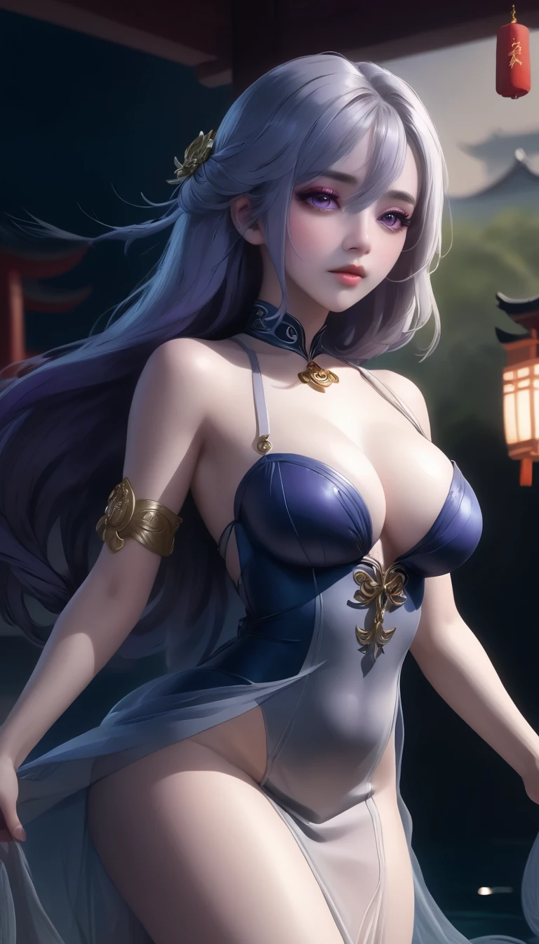 high quality,HD,16K,Sharp Line,1 Girl,fantasy, (Fire Spirits),Pretty Face, Large Breasts, Beautiful legs,In the water,Focus Girl,detailed Pretty Face,Detailed clothes,beautiful eyes,Cool,Sexy,Dynamic Angle,穿着华服的神明Strike a pose拍照, Ancient mysterious sexy goddess, Traditional beauty woman, Beautiful female warrior god of war , Beautiful sexy goddess, Gorgeous role-playing, high, Beautiful young girl, Beautiful woman, 华丽Beautiful woman, Complex clothing,Chinese Mystical Aesthetics, Beautiful goddess ancient mysterious girl, Extremely detailed shot of the goddess, Jaw-dropping sexy beauty, Big breasts deep neckline sexy belly button(butt), (bedroom), (Sexy Girls), masterpiece, best quality, Bangs, blush, Chest, clavicle, Eyebrows visible through hair, (Ombre gold hair), Jewelry, Long hair,Bright Eyes, ring, (solitary), illustration, fashionable, miss, Strike a pose, background, element, confident, Express, Accessories, majestic, striking, key point, Dynamic poses, ((plump)), (purple))Woman in transparent dress,Viewer,(((Full breasts, Keeley University))),Slim waist,(Navel exposed,Bare waist), Long hair, extreme detailed details, 详细的fantasy艺术, Stunning character art, Beautiful and exquisite character art, Beautiful transparent dress, Very detailed, Large Breasts,Chest,Golden ratio figure,Beautiful figure,Ultra wide-angle shooting,Full body shot拍摄,Body close-up,Full body shot,Wearing a pleated tulle skirt,柔和动漫illustration, 柔和的深色background,Fujifilm XT3 Clear focus, f 5.6, High Detail, Clear focus,(Wearing openwork clothing),, (Natural light), (Tempting)translucent, Good velvet quality, Compared, Divine Light,, Silver hair, 夜空background, Absolute Strength,Female Shinmei,穿着性感丝绸的Female Shinmei,,Large Breasts,Chest,Golden ratio figure,Beautiful figure,Ultra wide-angle shooting,Full body shot,Body close-up,Full body shot, Wearing a tulle dress, Model shooting style, Large Breasts,饱满Chest,Golden ratio figure,Beautiful figure,(Extremely detailed CG 8k wallpaper unit), The most beautiful artistic photos in the world, , 8K 超HD, ) ,Sexy姿态,Sexy表情,best quality,masterpiece,Ultra-high resolution,(Practical:1.4),original photo,Ultra-high resolution