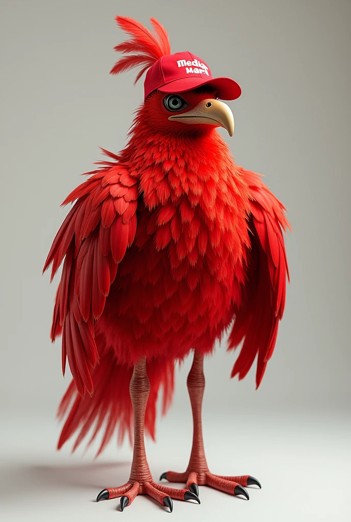 A red flamara with a Media Markt baseball cap