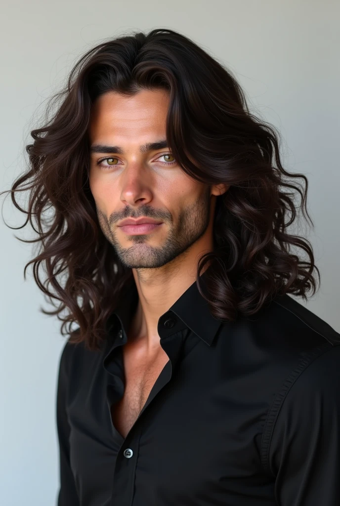 Long semi-curly haircut for men