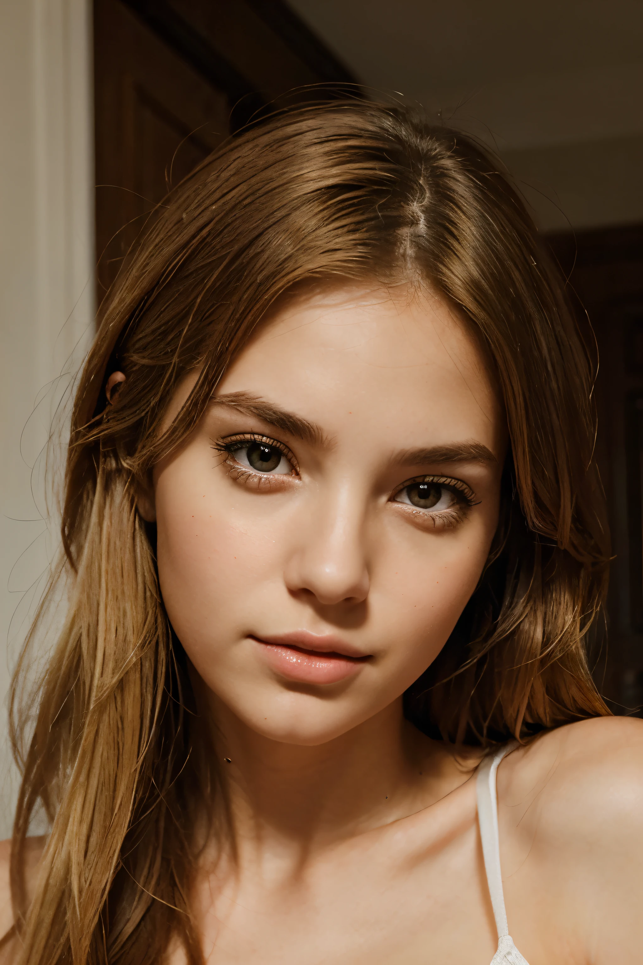 create me the face of a 2 girl, beautiful, blonde, brown eyes, European type, and rather thin and realistic