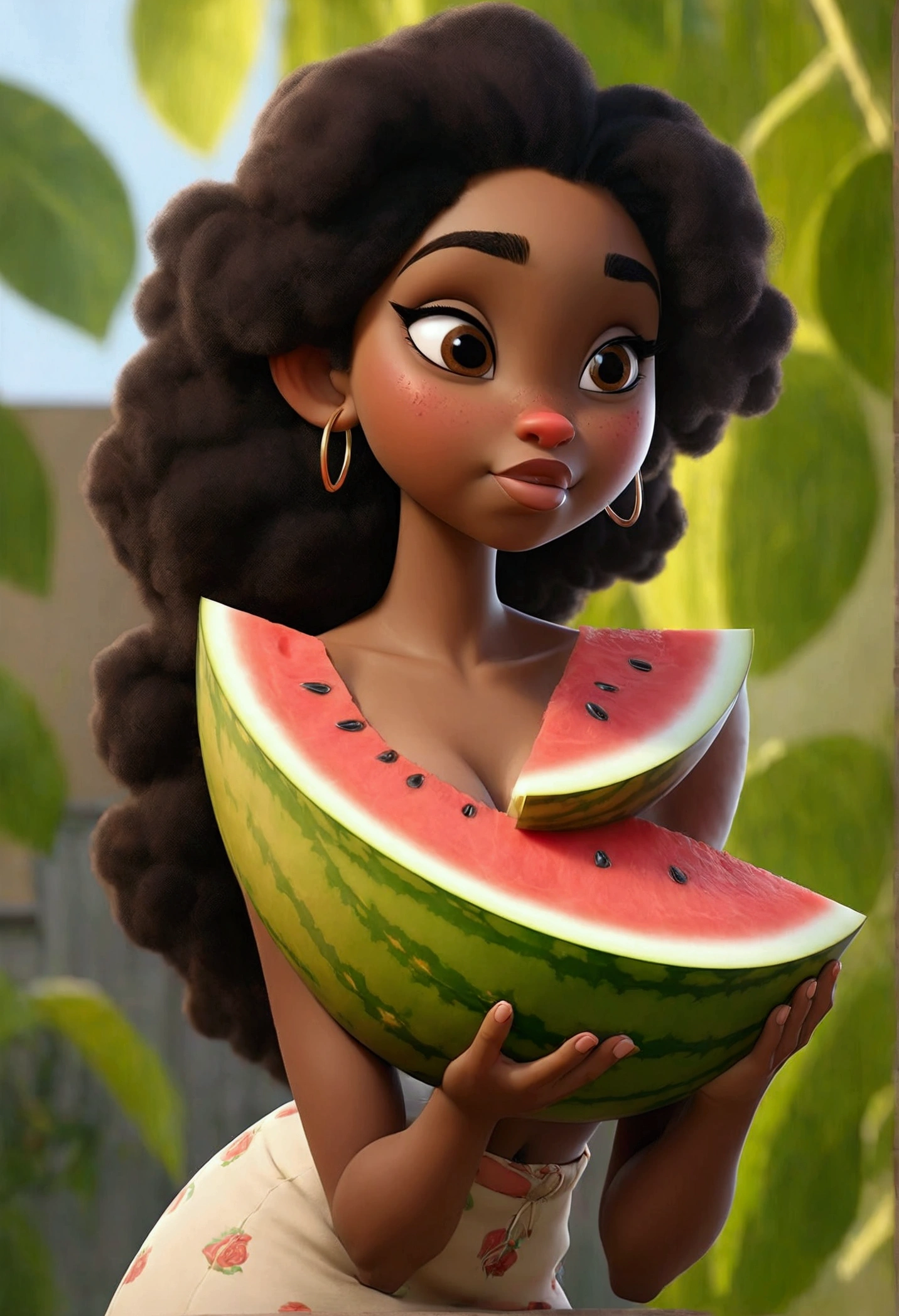 5'6, Hazel/caramel eyes, ebony brown skin that glows warmly, Curvy body with stretch marks on the stomach massive stomach that looks like I ate two full sized watermelon , thick thighs and arms, jiggly and squishy ass that moves like jello,huge tits the are just full of milk, soft facial features, plump lips as soft as peaches, birthmarks on the upper right side of my upper lip and at the outer left side of my left eye, I have a warm/calming smile, shoulder length coily hair that is usually down, I wear glasses black ones that sit a little bit low on my nose, Im wearing a short skirt, a loose sweater with stockings and some short heels.