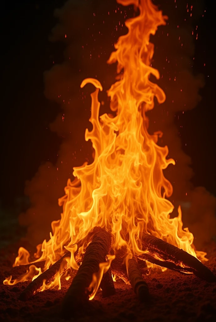 A black background with flames